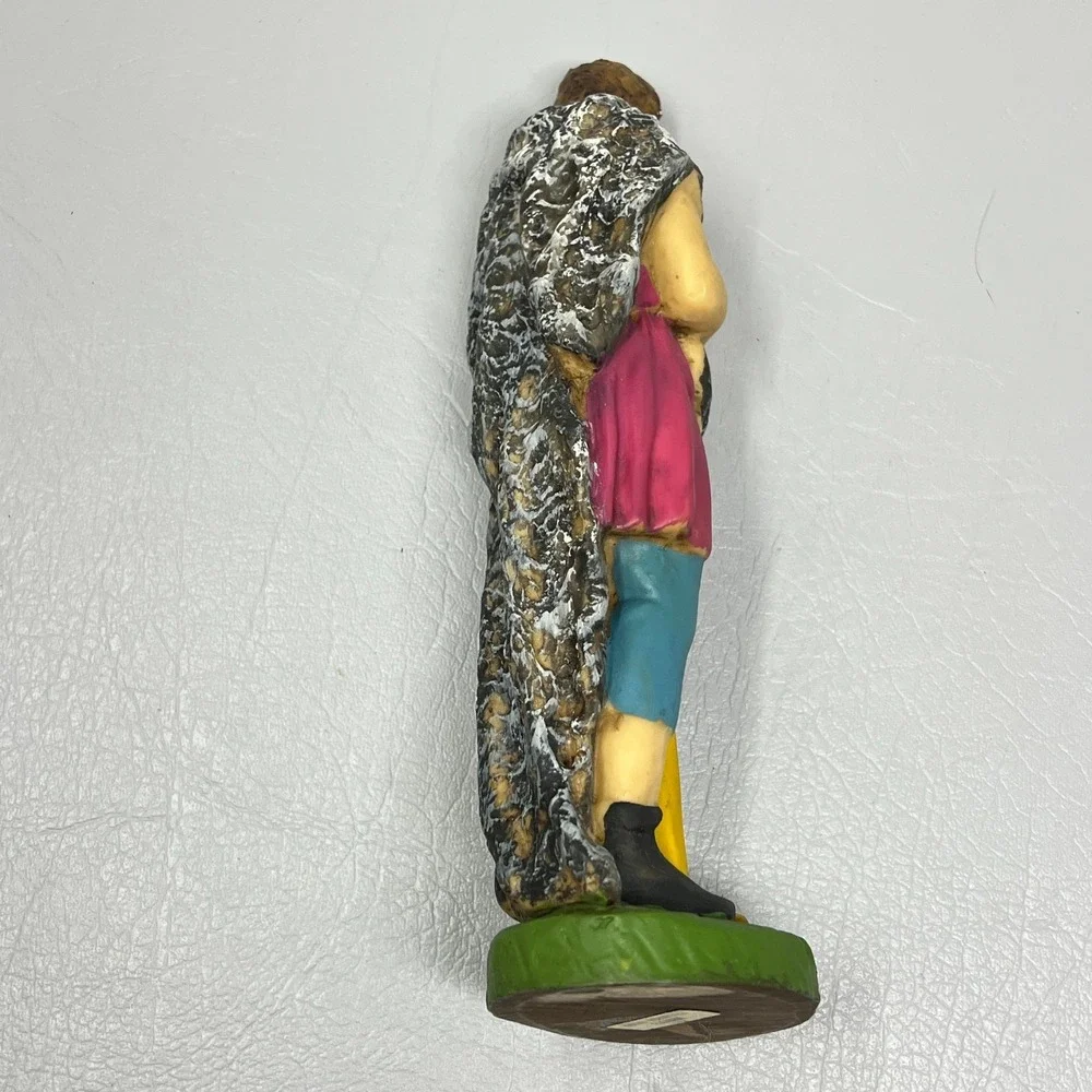 Vintage‎ Shepherd Horn Figurine Nativity Creche Hand Painted in Italy 8 3/4 inch